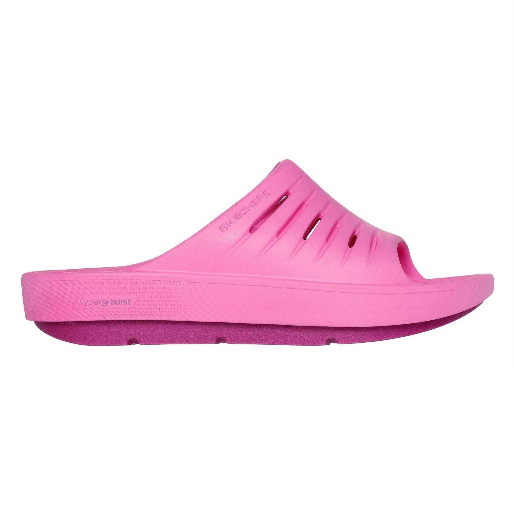 Pink - Side - Skechers Childrens-Kids Flat Sports Sandals
