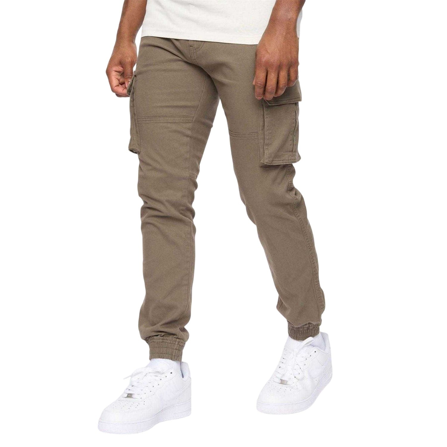 Green - Side - Crosshatch Mens Frentons Straight Cargo Trousers