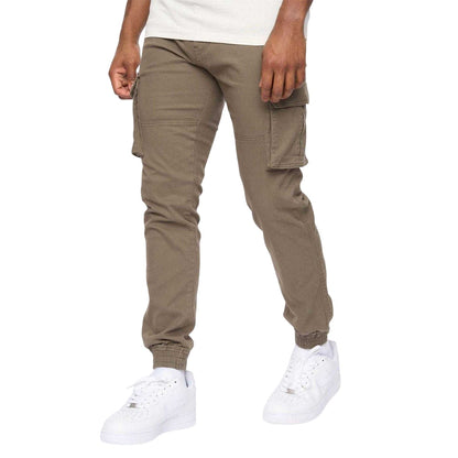 Green - Side - Crosshatch Mens Frentons Straight Cargo Trousers