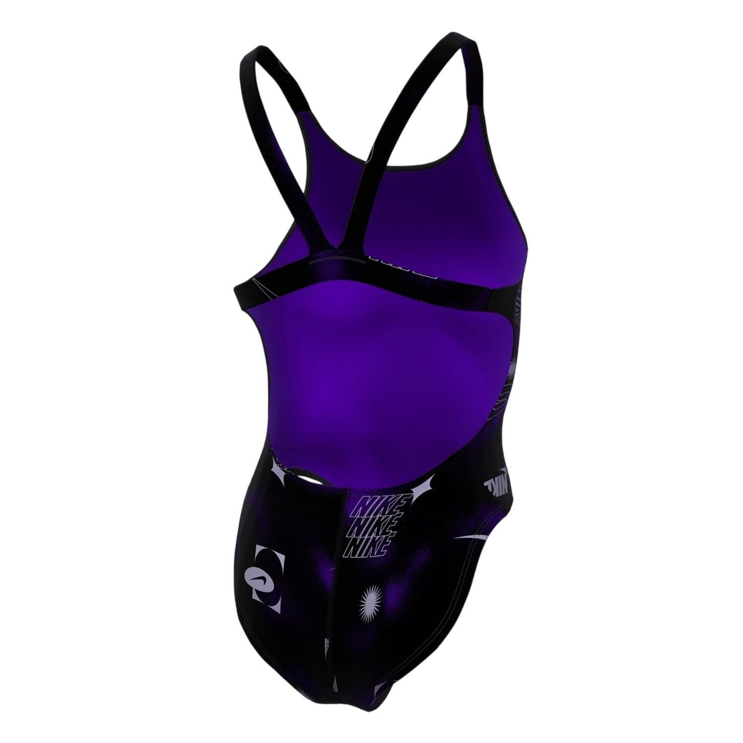 Black - Back - Nike Womens-Ladies Lettering Snug Fit One Piece Swimsuit