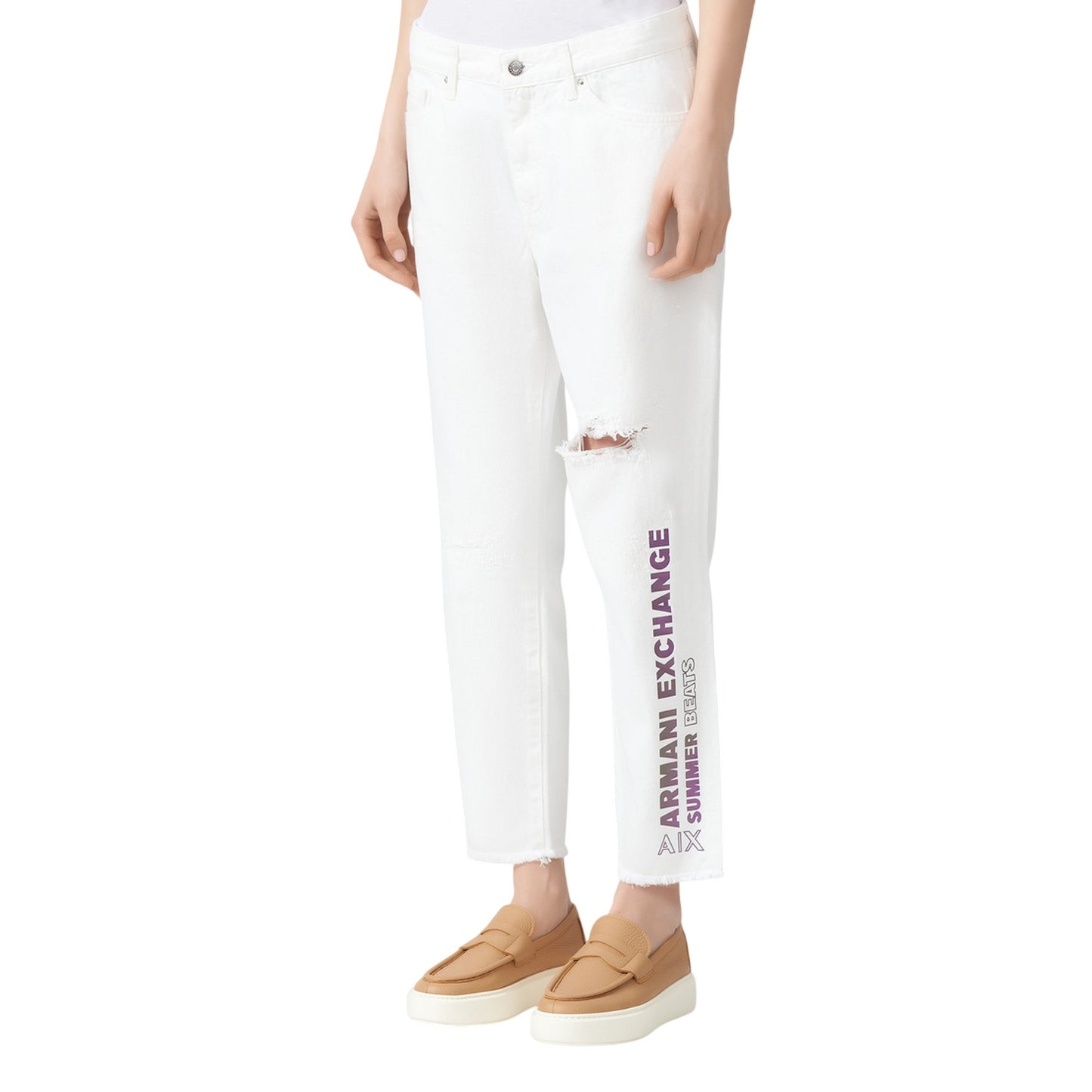 White - Back - Armani Exchange Womens-Ladies Boyfriend Jeans
