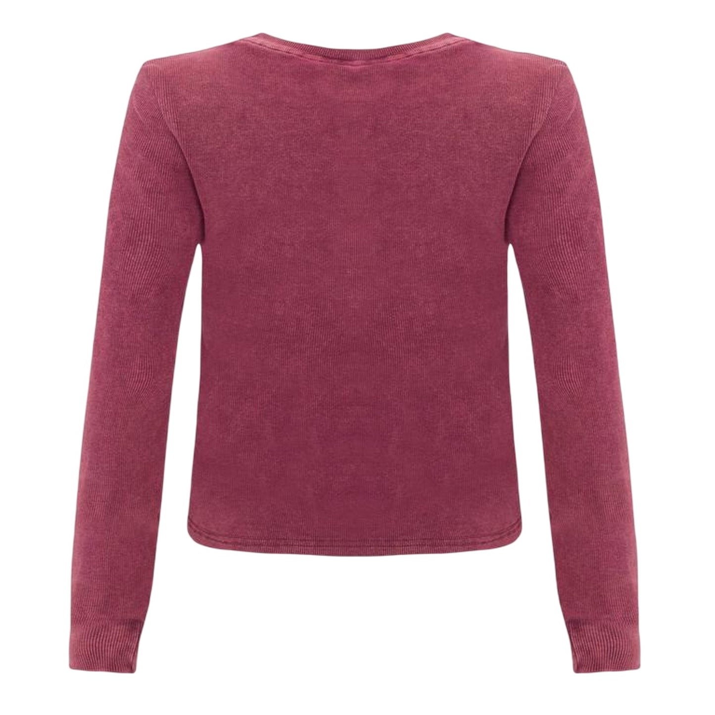 Burgundy - Back - I Saw It First Womens-Ladies Ribbed Long-Sleeved Top