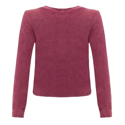 Burgundy - Back - I Saw It First Womens-Ladies Ribbed Long-Sleeved Top