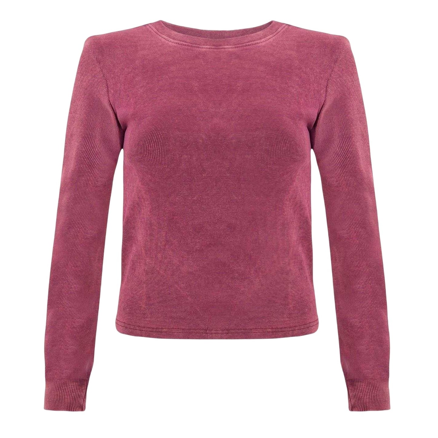 Burgundy - Front - I Saw It First Womens-Ladies Ribbed Long-Sleeved Top