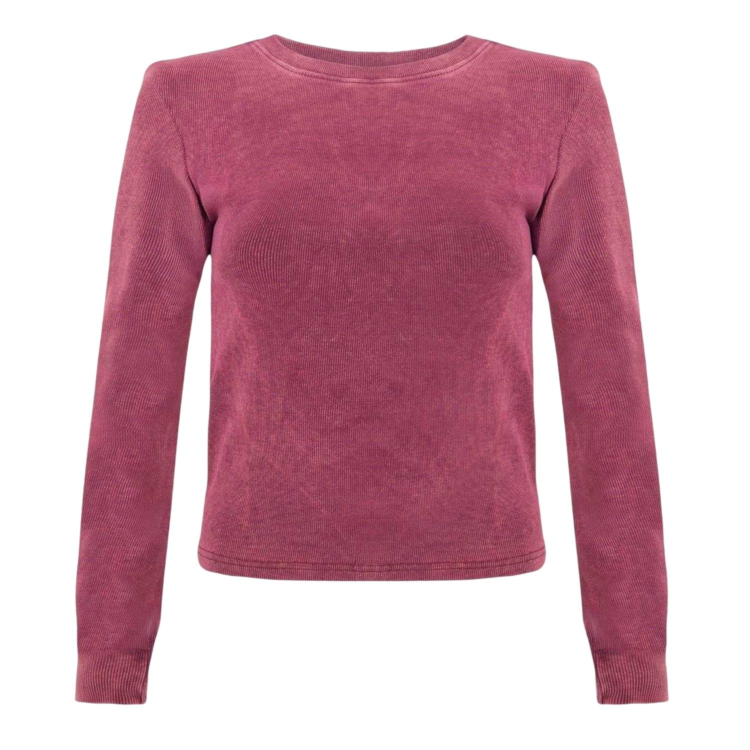 Burgundy - Front - I Saw It First Womens-Ladies Ribbed Long-Sleeved Top