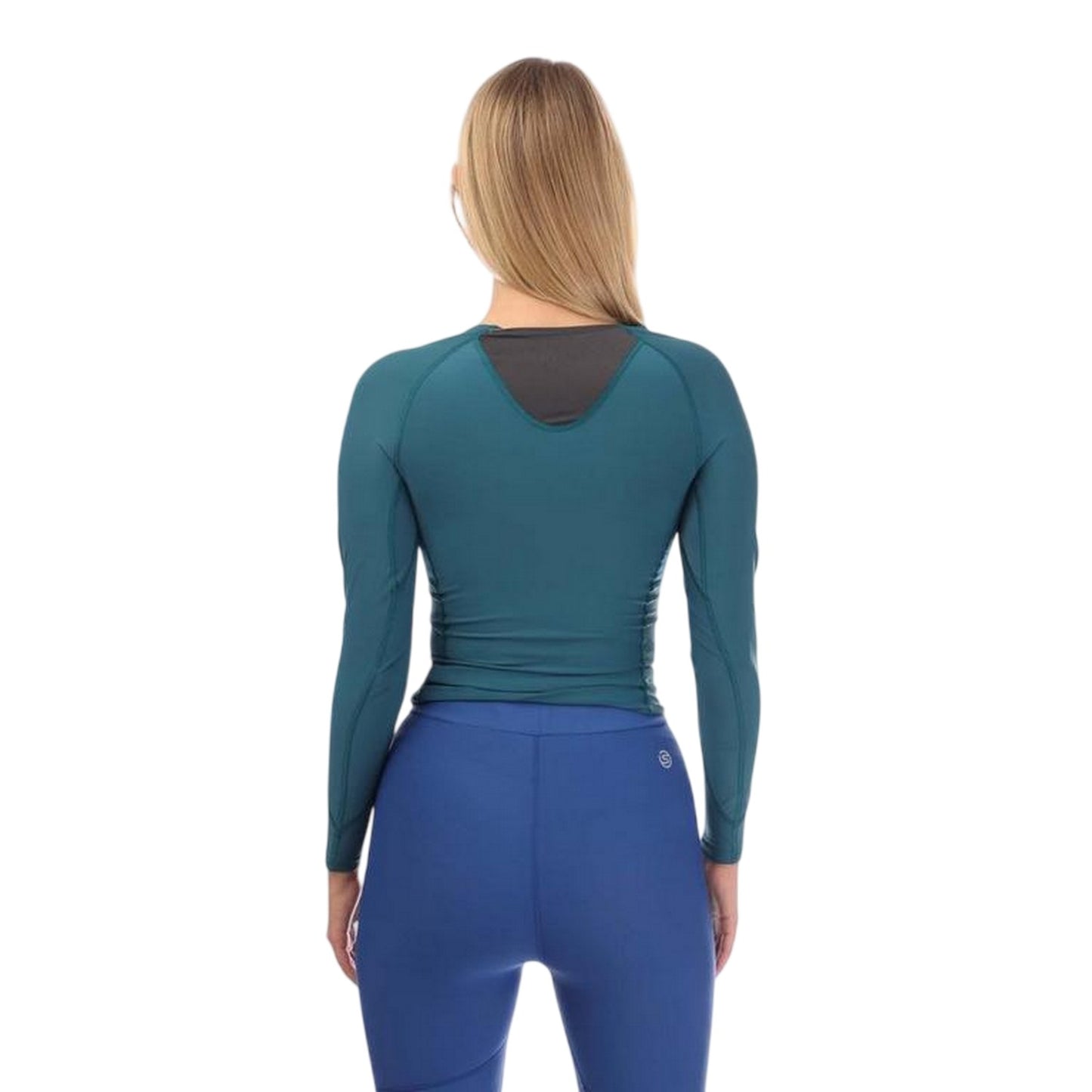 Teal - Back - Skins Womens-Ladies Series-3 Logo Long-Sleeved Top