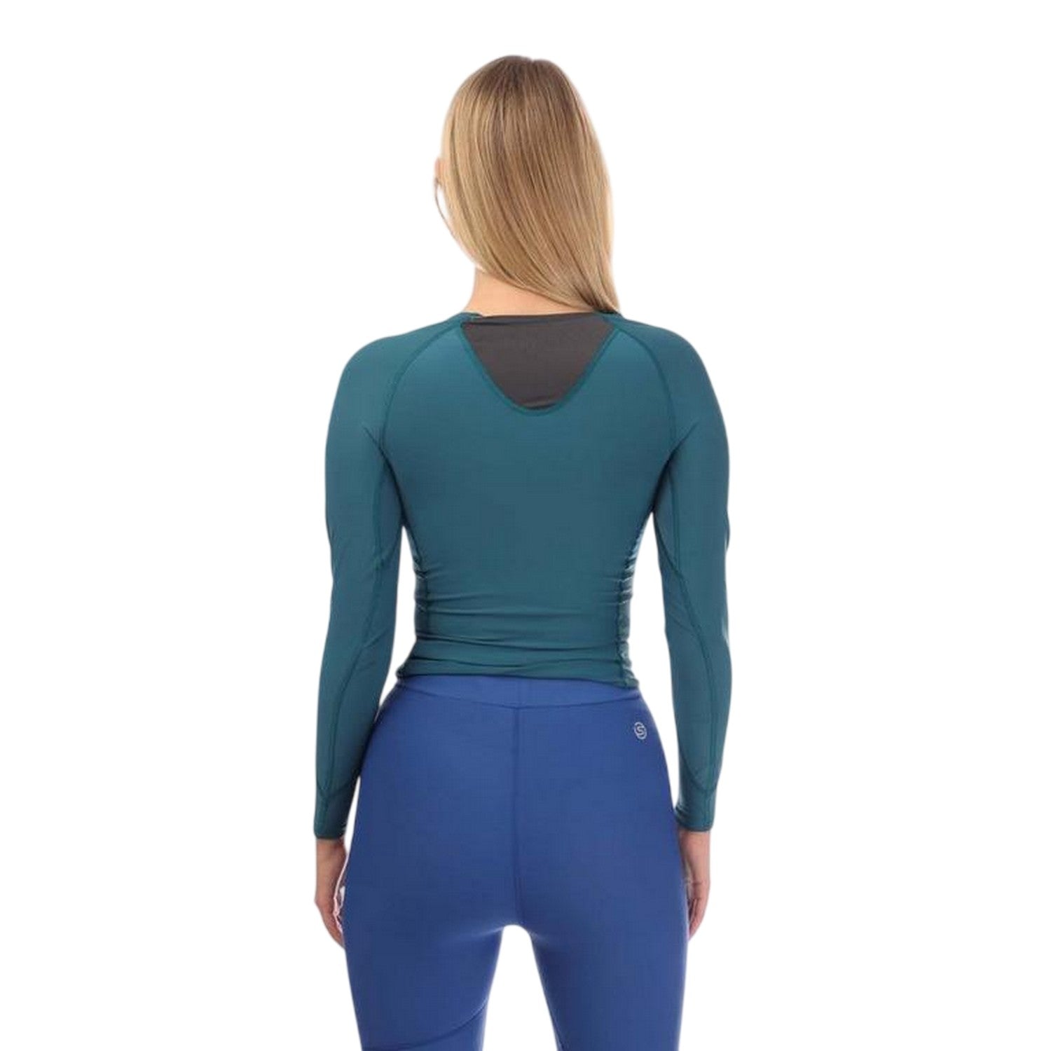Teal - Back - Skins Womens-Ladies Series-3 Logo Long-Sleeved Top