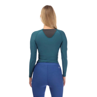 Teal - Back - Skins Womens-Ladies Series-3 Logo Long-Sleeved Top