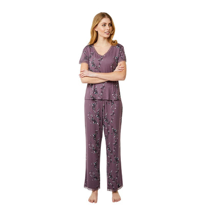 Purple - Side - CCDK Copenhagen Womens-Ladies Jordan Floral Lace Detail T-Shirt