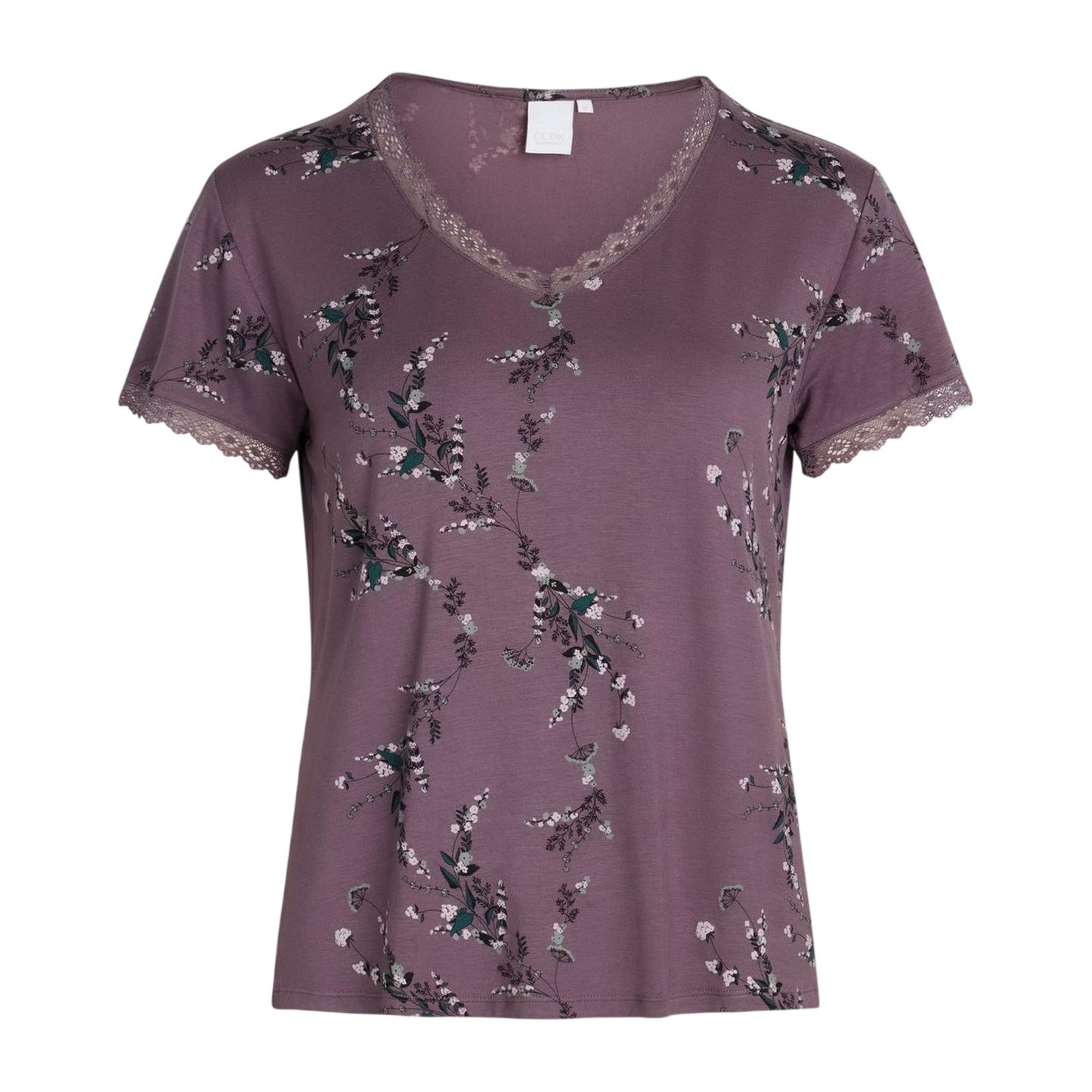 Purple - Front - CCDK Copenhagen Womens-Ladies Jordan Floral Lace Detail T-Shirt