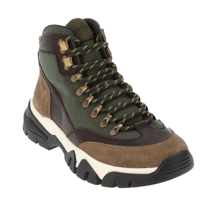 Green - Front - Boss Mens Panelled Material Mix Ankle Boots