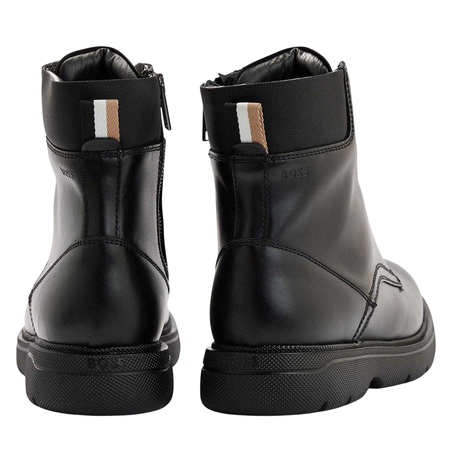 Black - Back - Boss Mens Jacob Leather Ankle Boots
