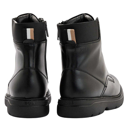 Black - Back - Boss Mens Jacob Leather Ankle Boots