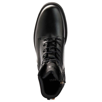 Black - Side - Boss Mens Jacob Leather Ankle Boots