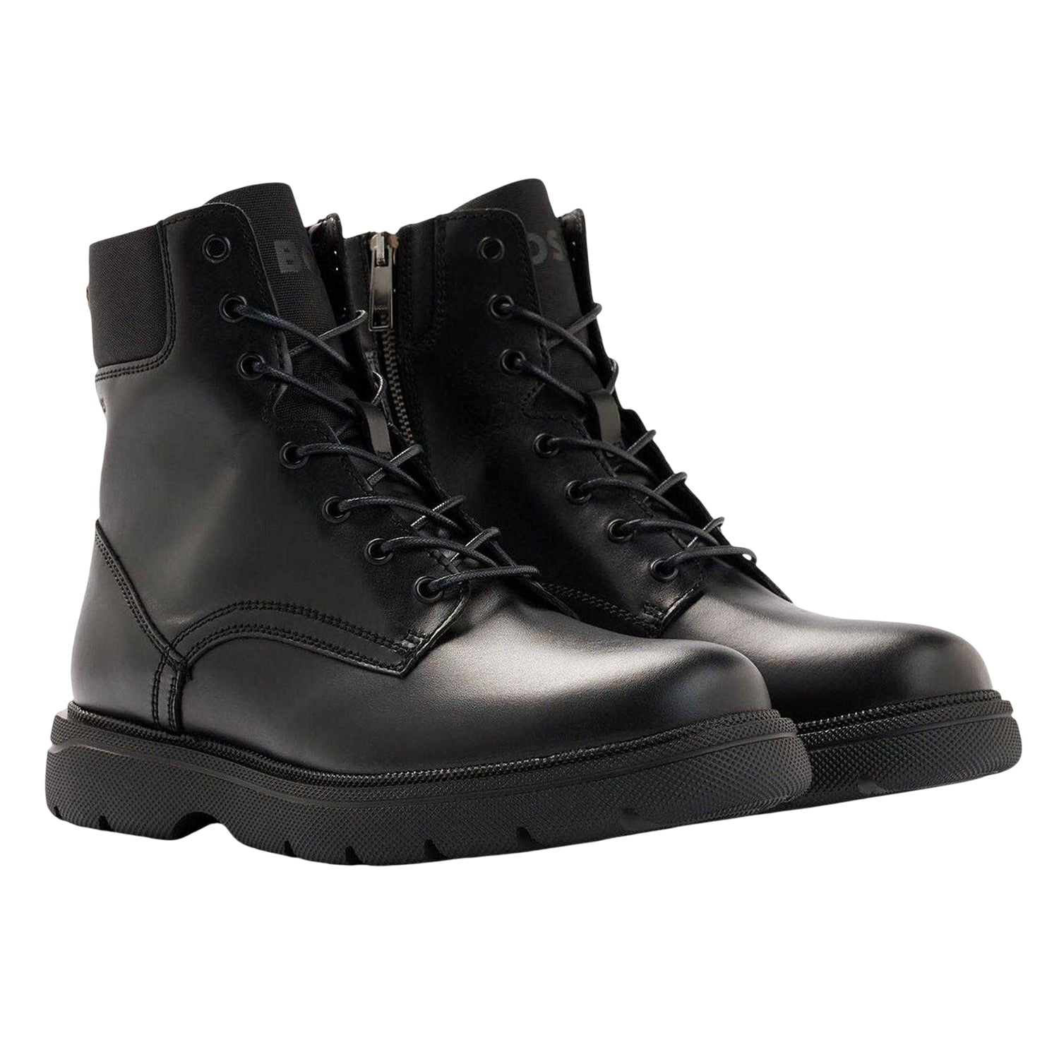 Black - Front - Boss Mens Jacob Leather Ankle Boots
