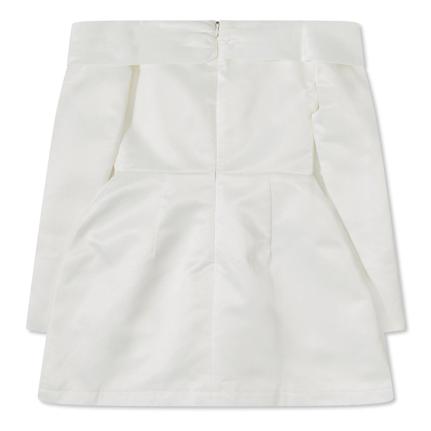 White - Back - Odd Muse Womens-Ladies Satin Bardot Mini Dress