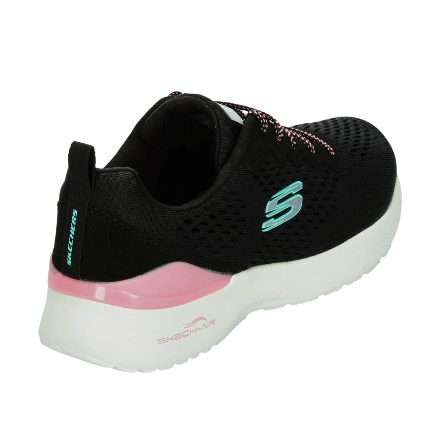 Black-Pink - Back - Skechers Womens-Ladies Skech-Air Mesh Trainers