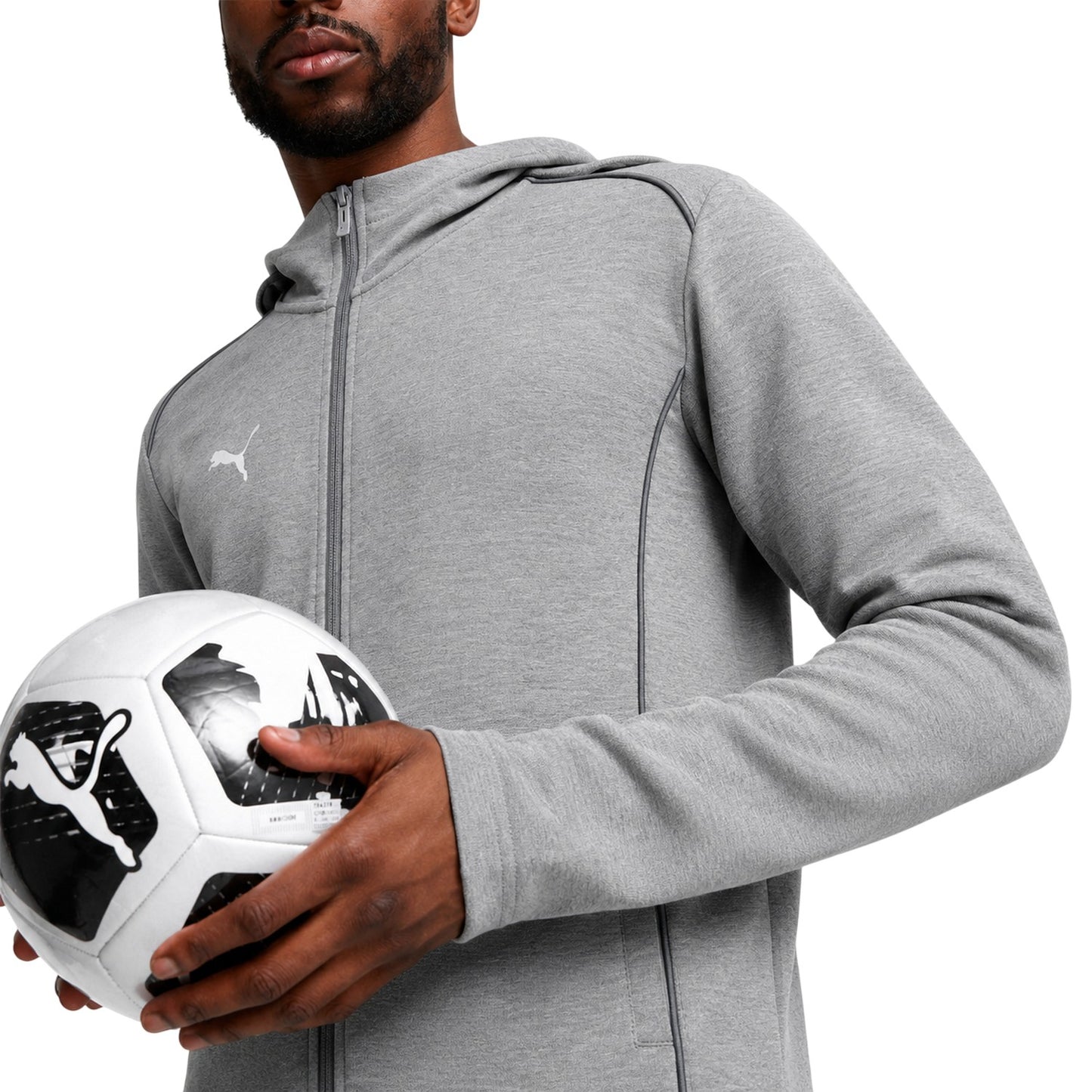 Grey - Side - Puma Mens Hooded Jacket