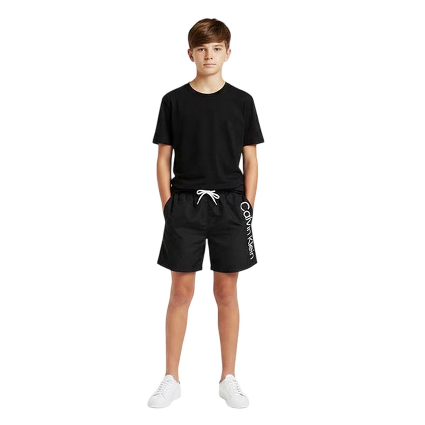 Black - Lifestyle - Calvin Klein Childrens-Kids Logo Swim Shorts