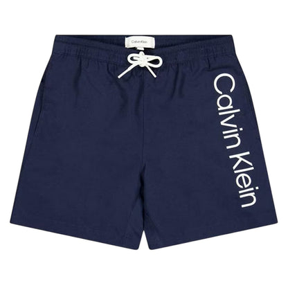 Navy - Front - Calvin Klein Childrens-Kids Logo Swim Shorts