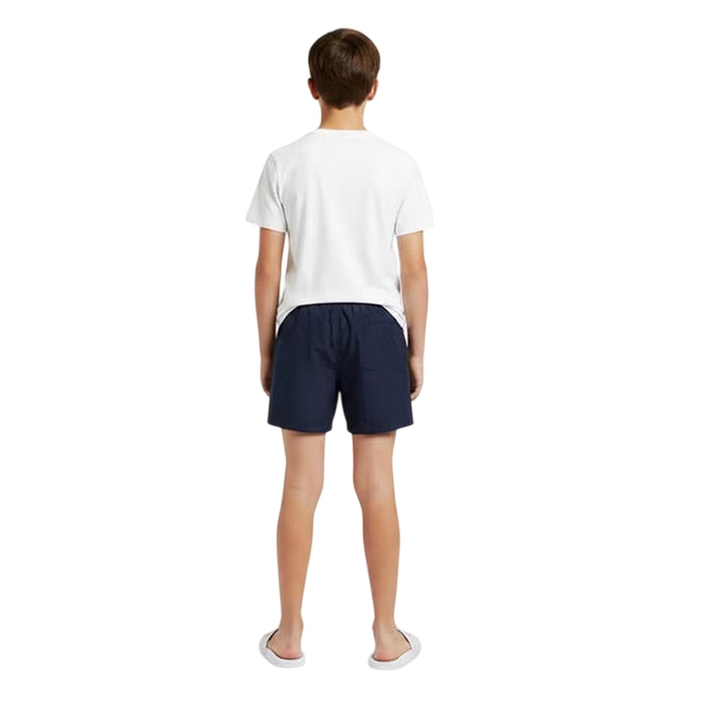 Navy - Side - Calvin Klein Childrens-Kids Logo Swim Shorts