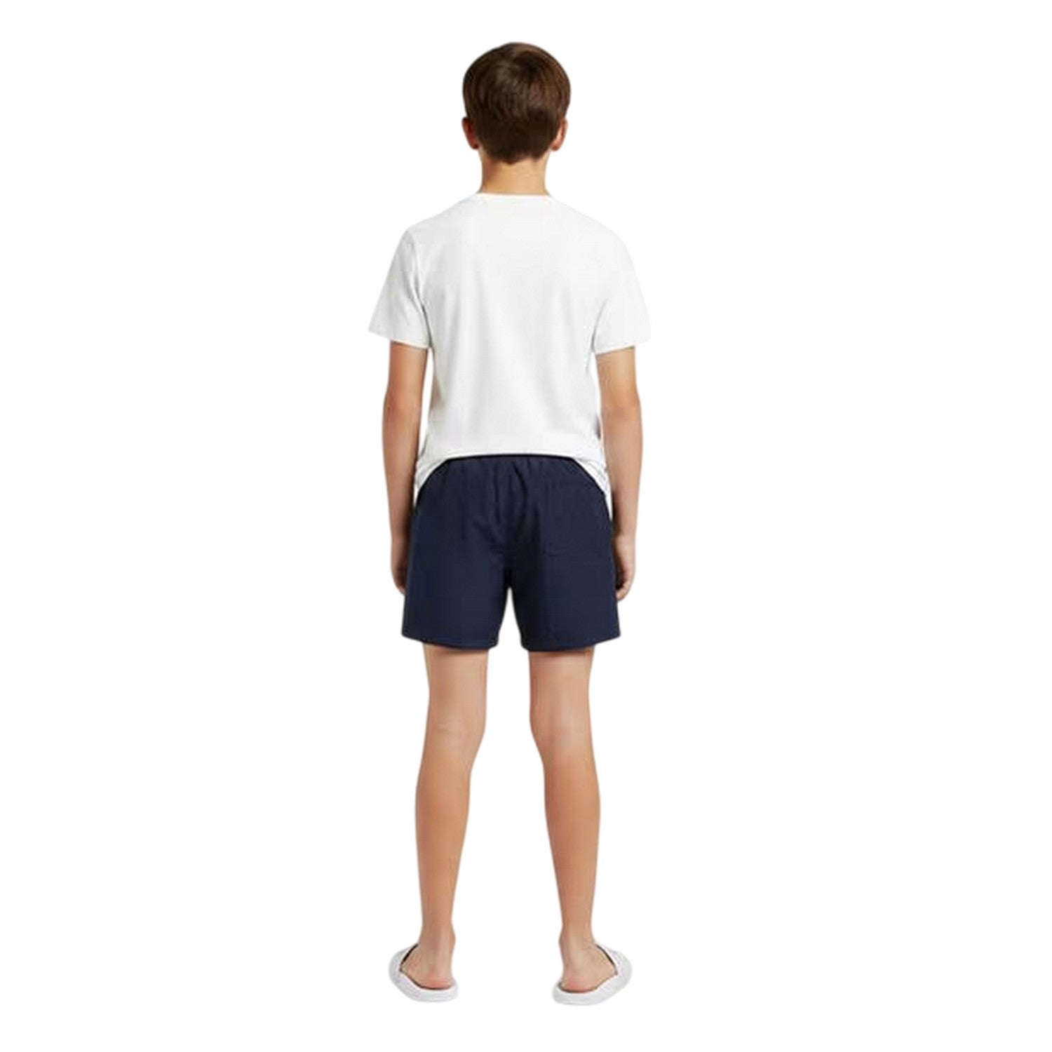 Navy - Side - Calvin Klein Childrens-Kids Logo Swim Shorts