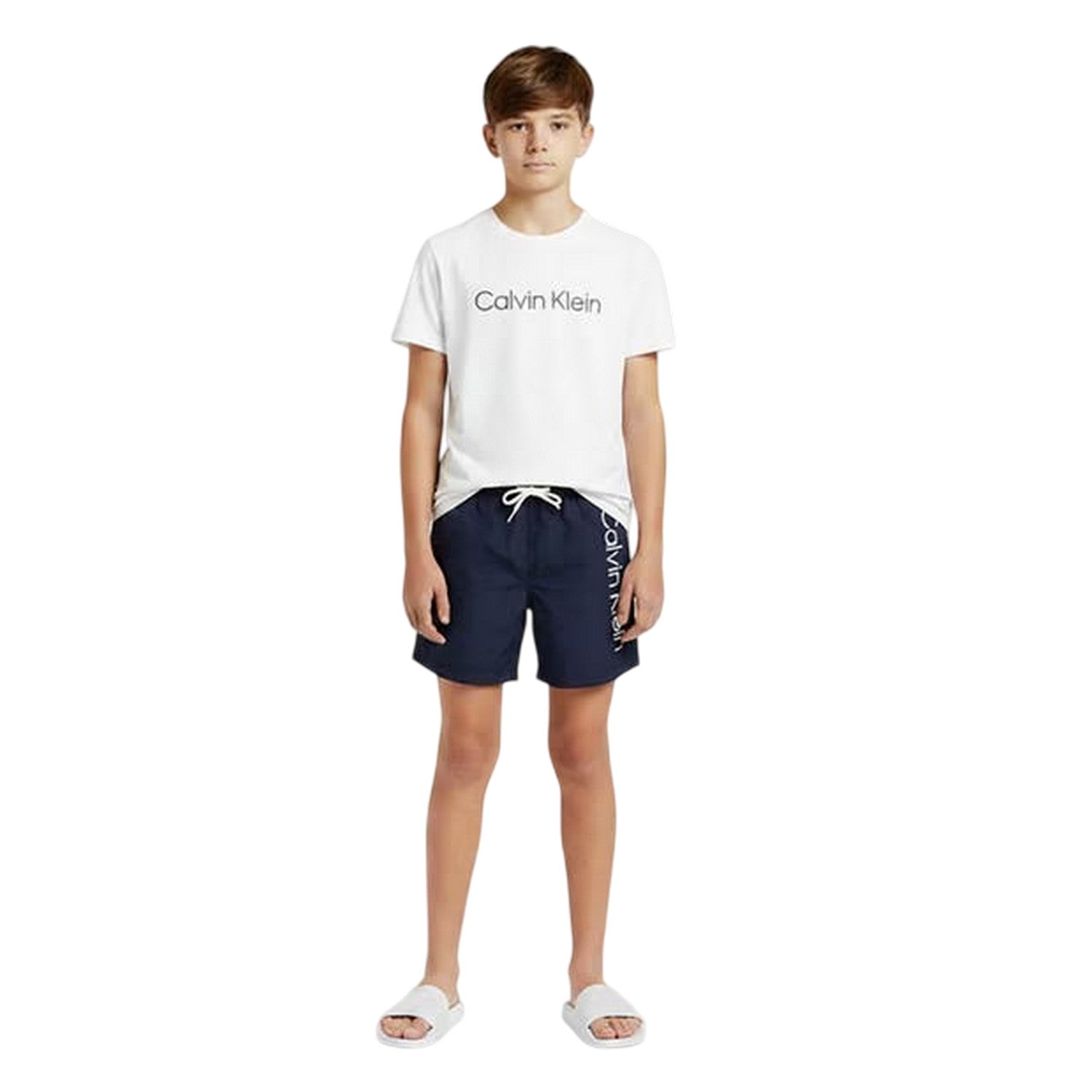 Navy - Lifestyle - Calvin Klein Childrens-Kids Logo Swim Shorts
