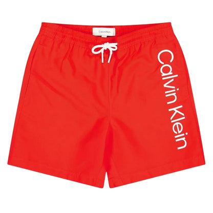 Red - Front - Calvin Klein Childrens-Kids Logo Swim Shorts