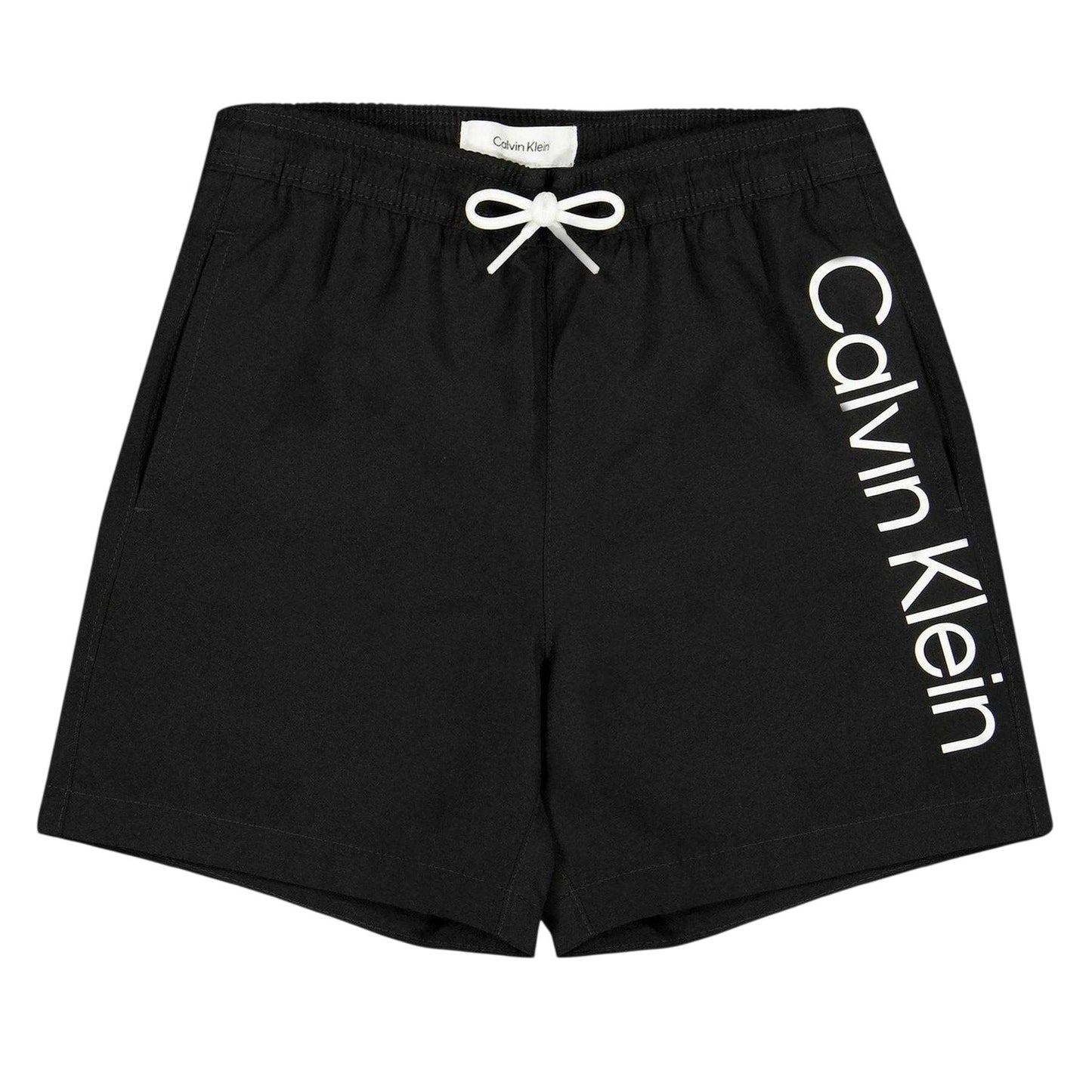 Black - Front - Calvin Klein Childrens-Kids Logo Swim Shorts