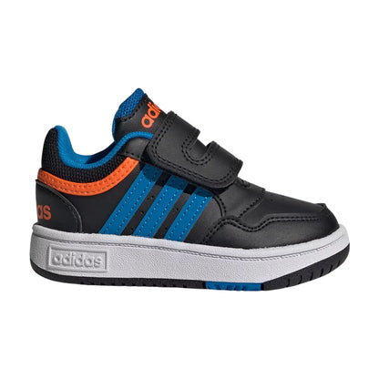 Black-Blue-Orange - Back - Adidas Childrens-Kids Hoops 3.0 3 Stripes Trainers