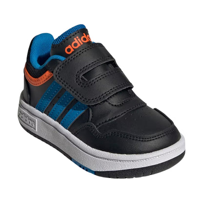 Black-Blue-Orange - Front - Adidas Childrens-Kids Hoops 3.0 3 Stripes Trainers