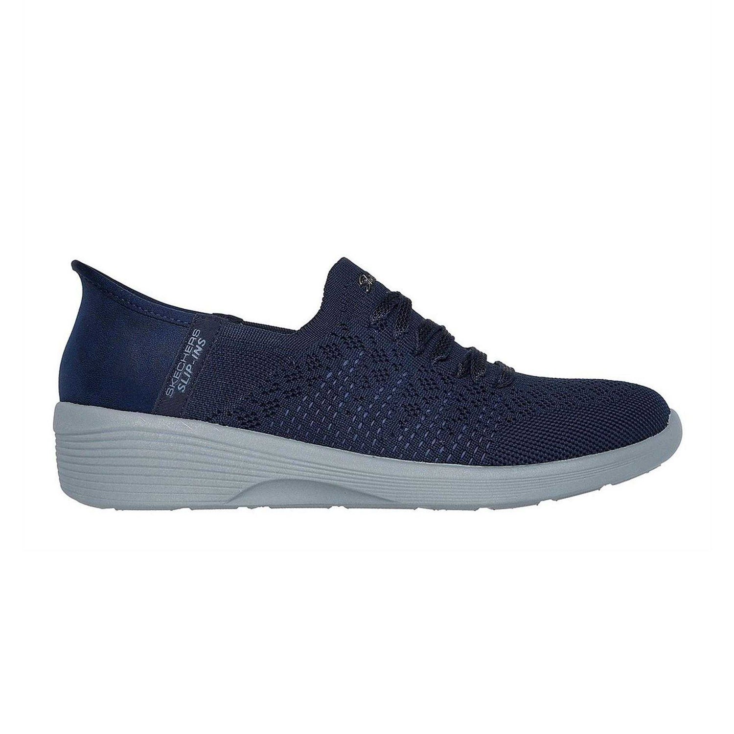 Navy - Side - Skechers Womens-Ladies Arya Swiftly Slip-on Relaxed Fit Trainers