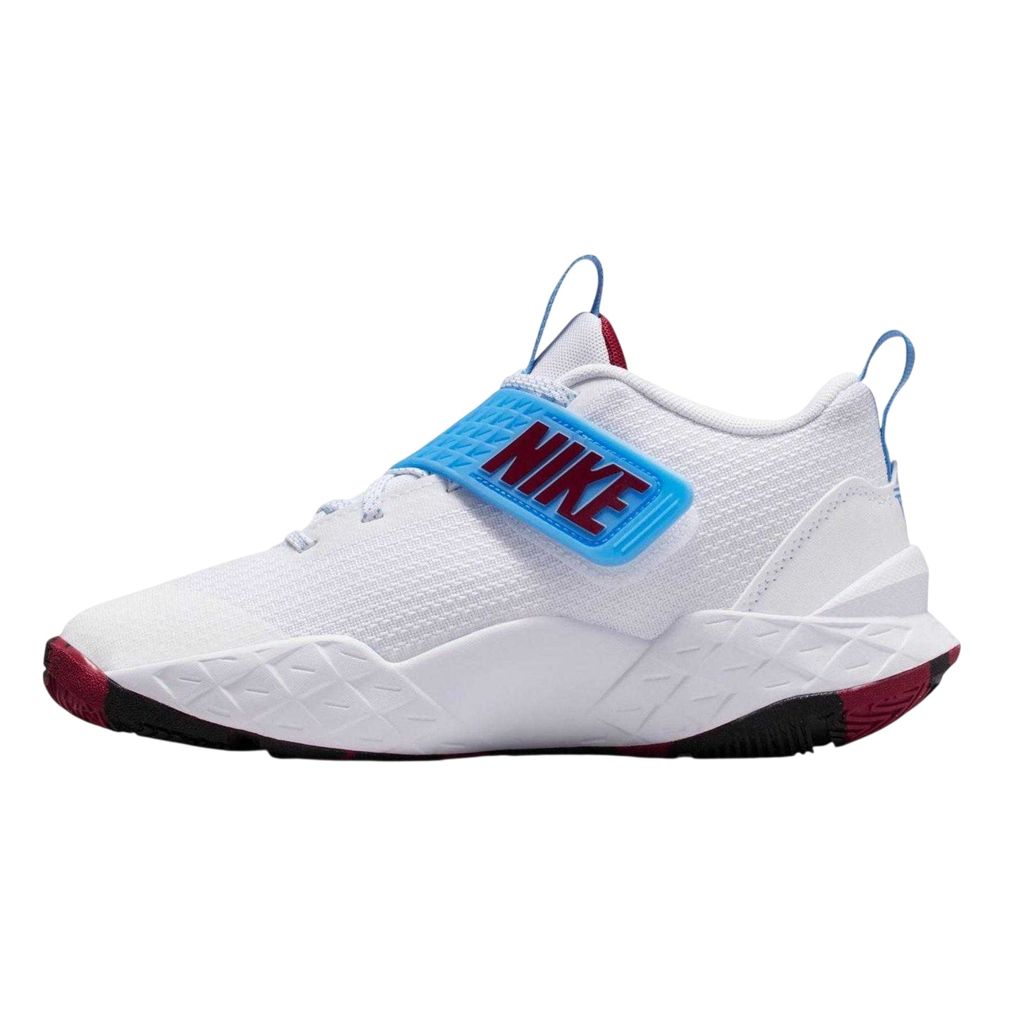 White-Blue - Side - Nike Childrens-Kids Hustle D 12 Basketball Shoes