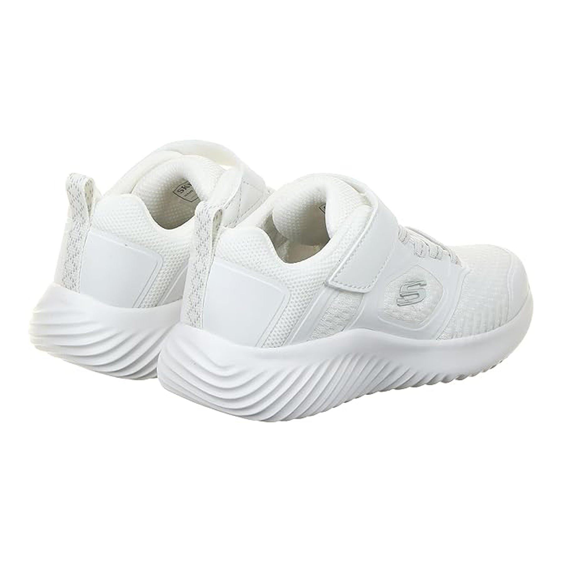 White - Back - Skechers Childrens-Kids Bounder Mesh Trainers