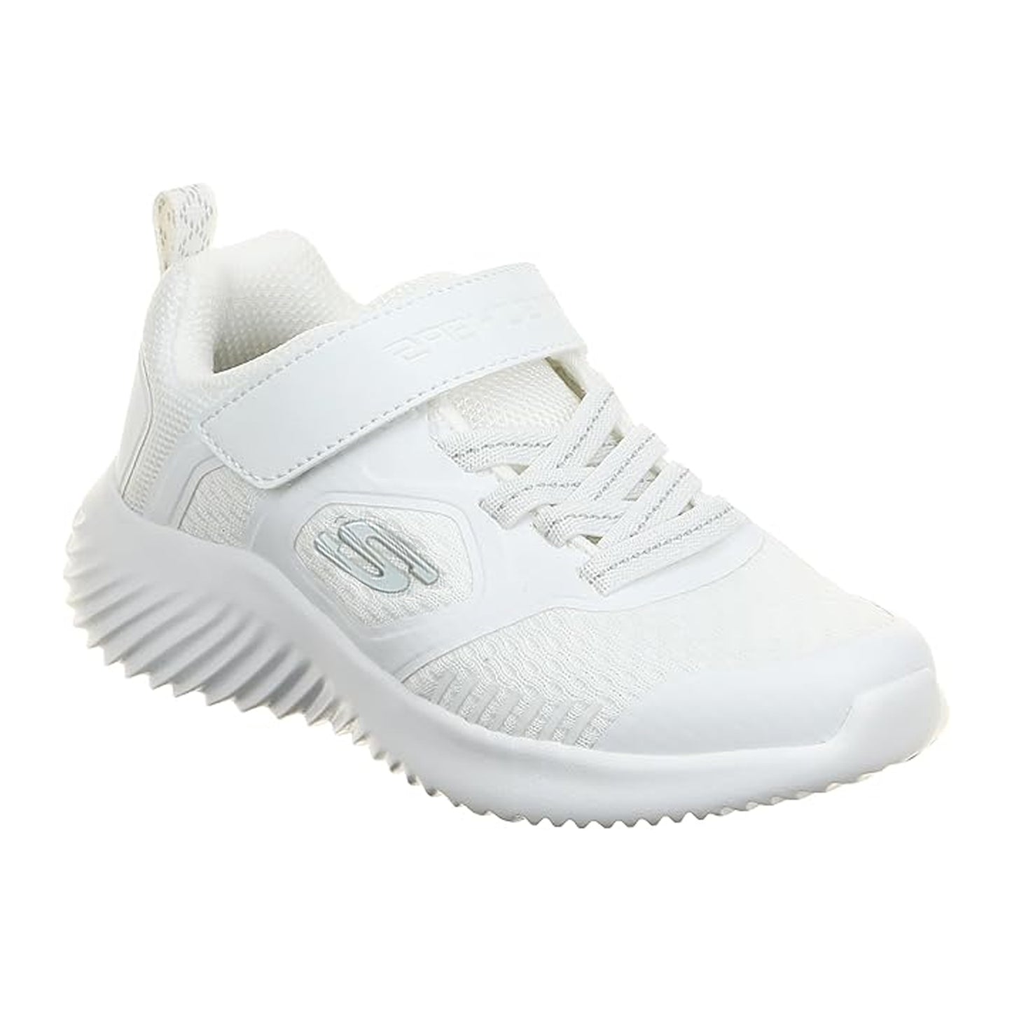 White - Front - Skechers Childrens-Kids Bounder Mesh Trainers