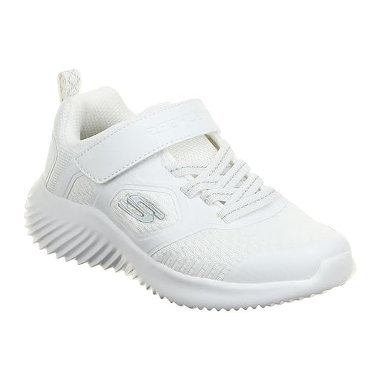White - Front - Skechers Childrens-Kids Bounder Mesh Trainers