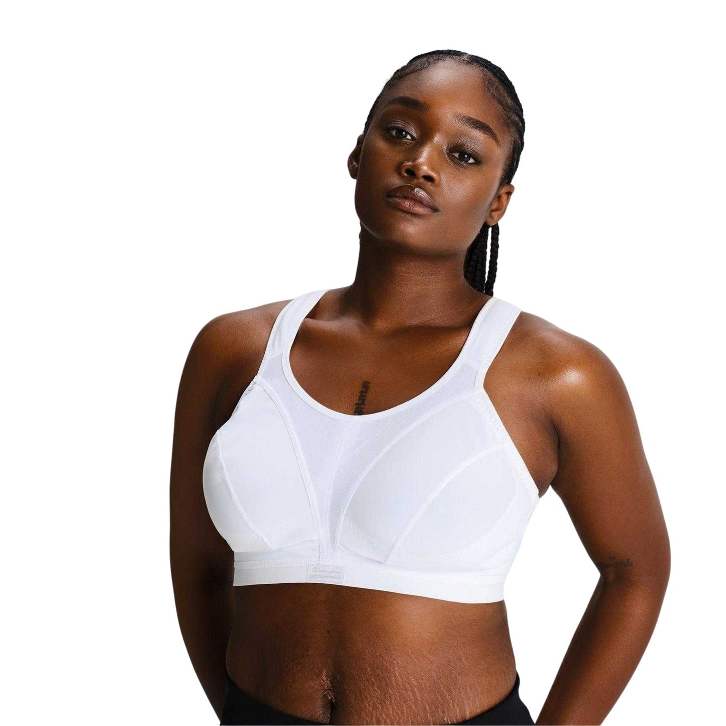 White - Side - Champion Womens-Ladies D+ Max Shock Absorber Sports Bra
