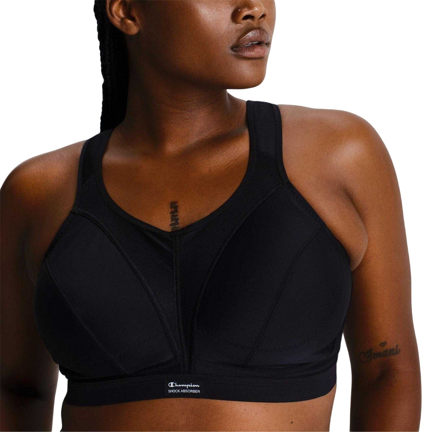 Black - Side - Champion Womens-Ladies D+ Max Shock Absorber Sports Bra