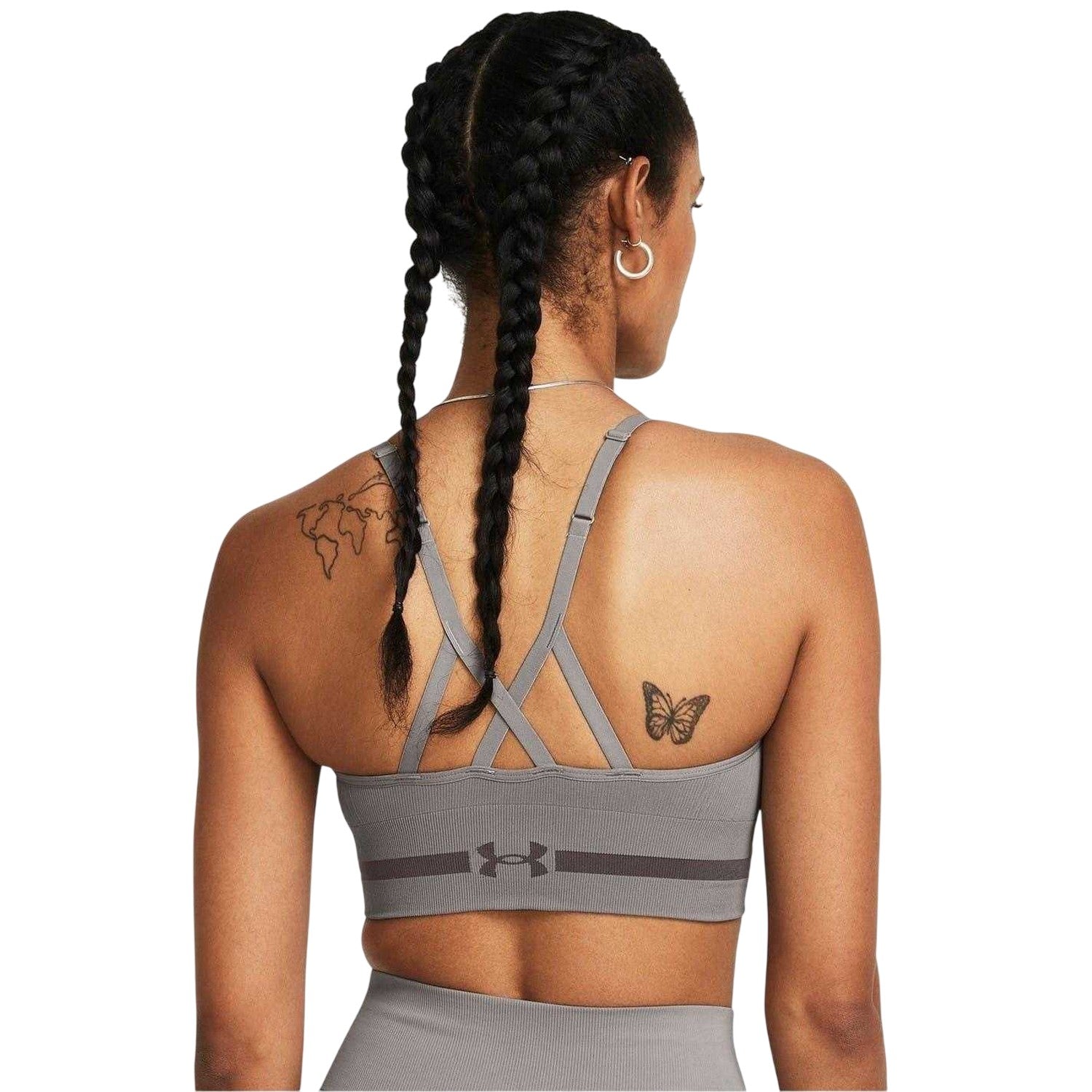 Pewter - Back - Under Armour Womens-Ladies Low Impact Sports Bra