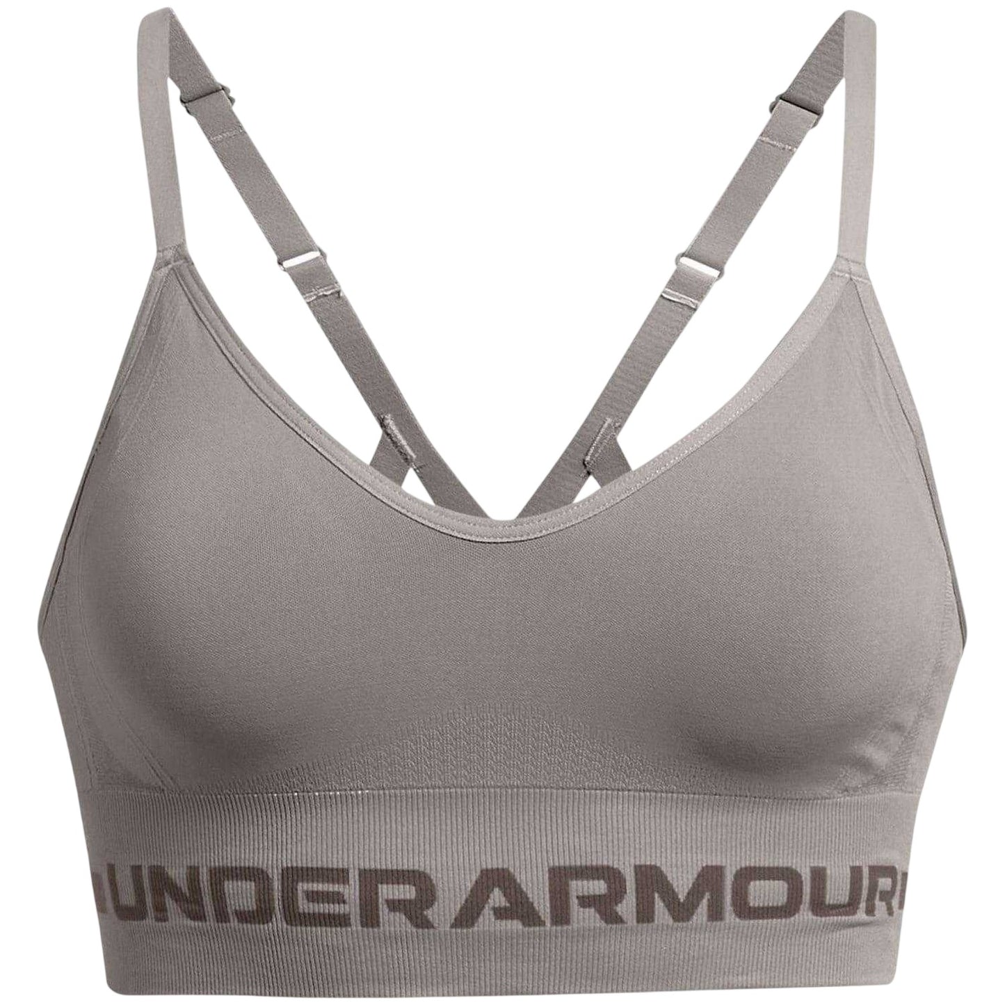 Pewter - Front - Under Armour Womens-Ladies Low Impact Sports Bra