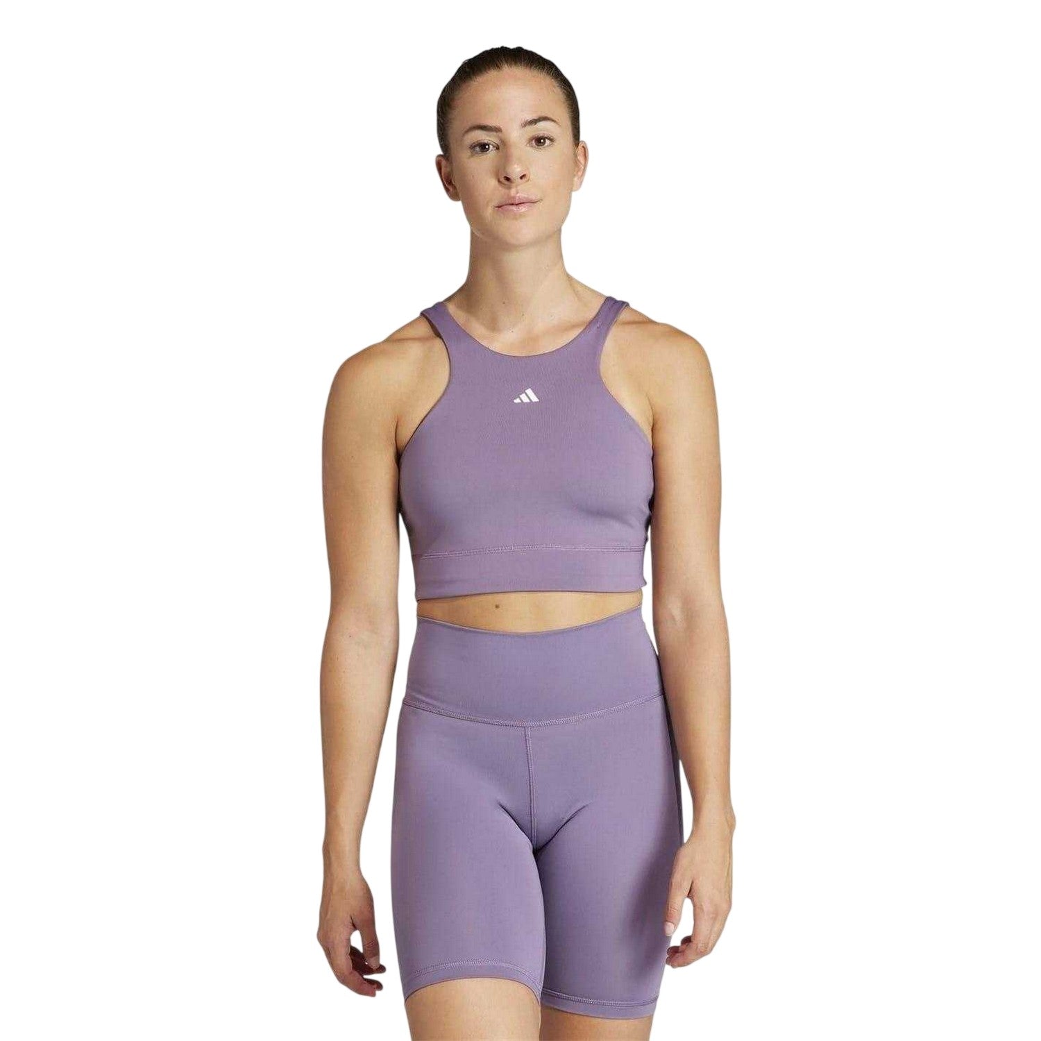 Purple - Side - Adidas Womens-Ladies Medium Impact Snug Fit Sports Bra