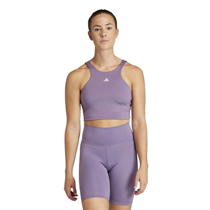 Purple - Side - Adidas Womens-Ladies Medium Impact Snug Fit Sports Bra
