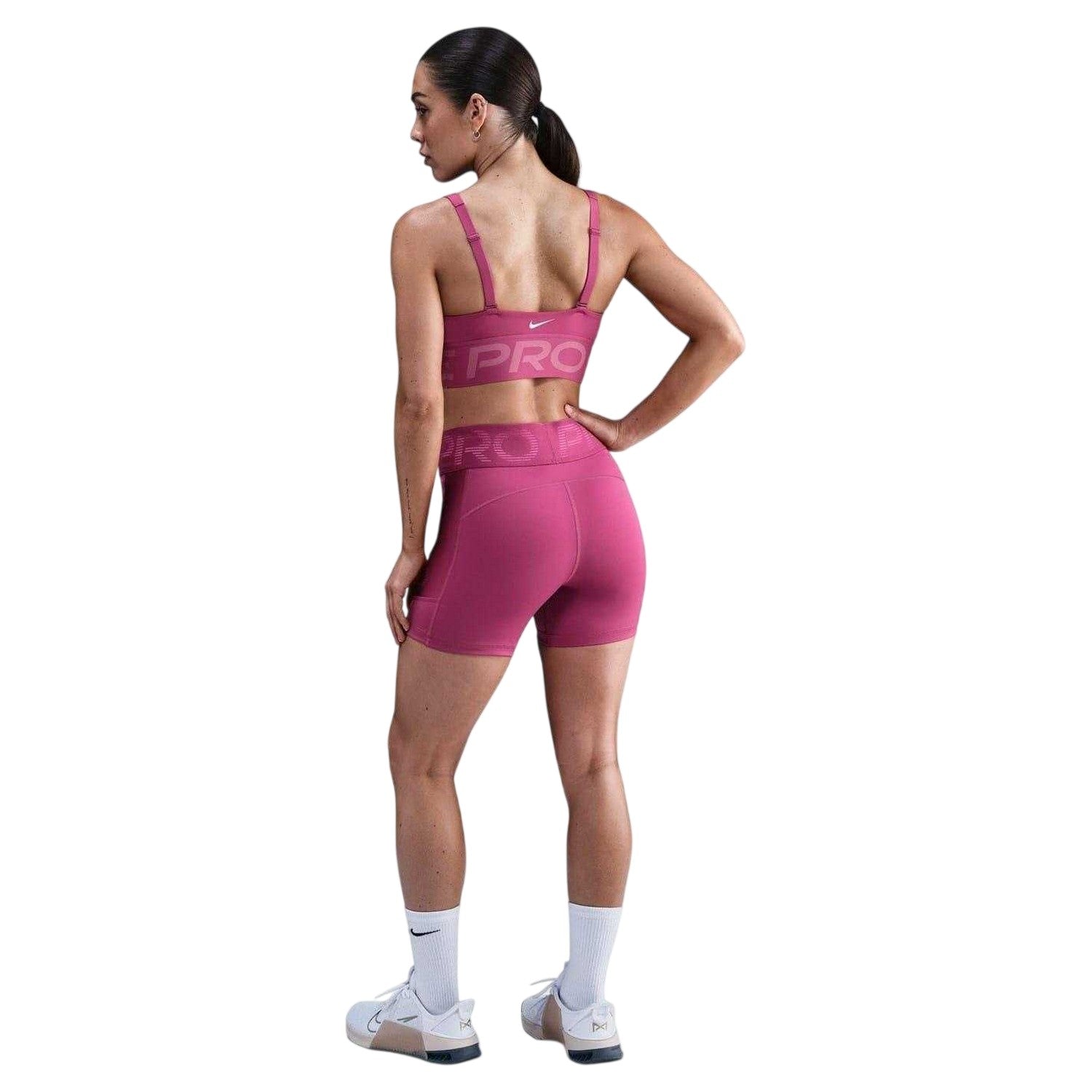 Beet Red - Lifestyle - Nike Womens-Ladies Pro Plunge Snug Fit Sports Bra