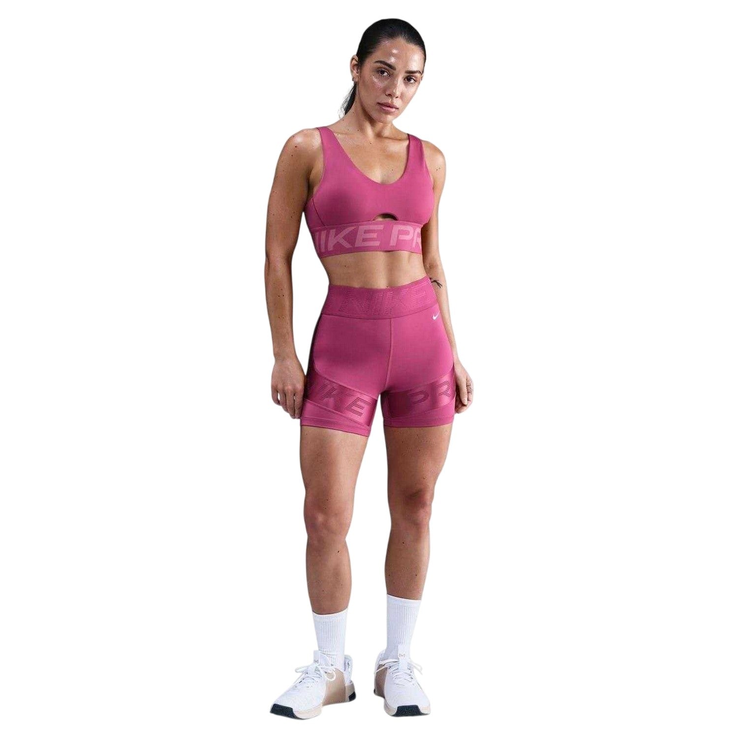 Beet Red - Pack Shot - Nike Womens-Ladies Pro Plunge Snug Fit Sports Bra