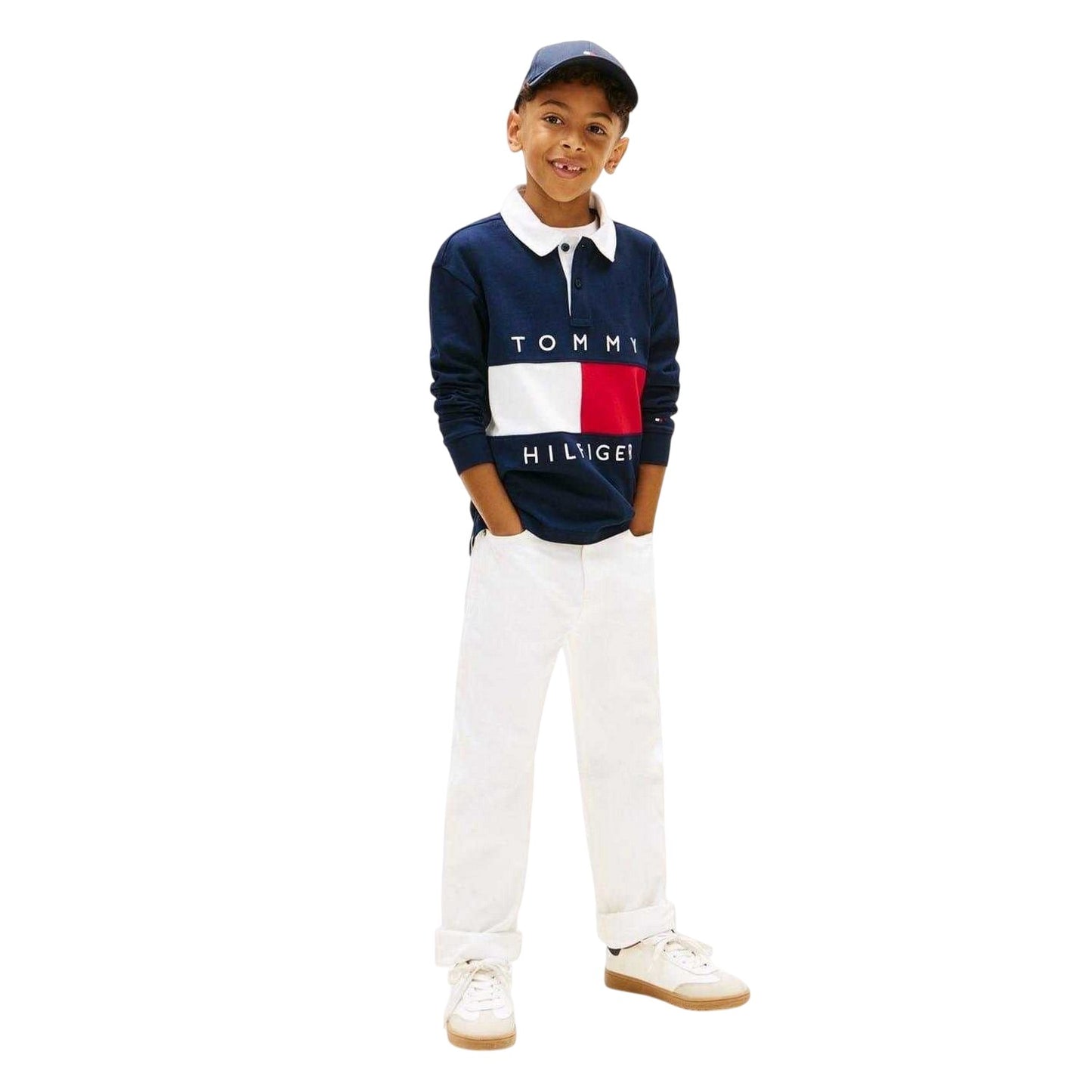 Night Navy - Lifestyle - Tommy Hilfiger Childrens-Kids Heritage Long-Sleeved Polo Shirt