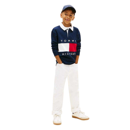 Night Navy - Lifestyle - Tommy Hilfiger Childrens-Kids Heritage Long-Sleeved Polo Shirt