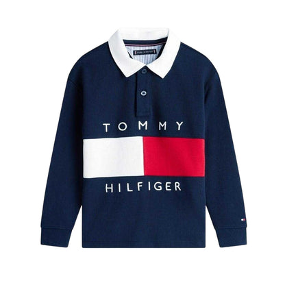 Night Navy - Front - Tommy Hilfiger Childrens-Kids Heritage Long-Sleeved Polo Shirt