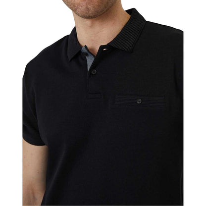 Black - Side - Threadbare Mens Regular Rolled Short Sleeves Polo Shirt