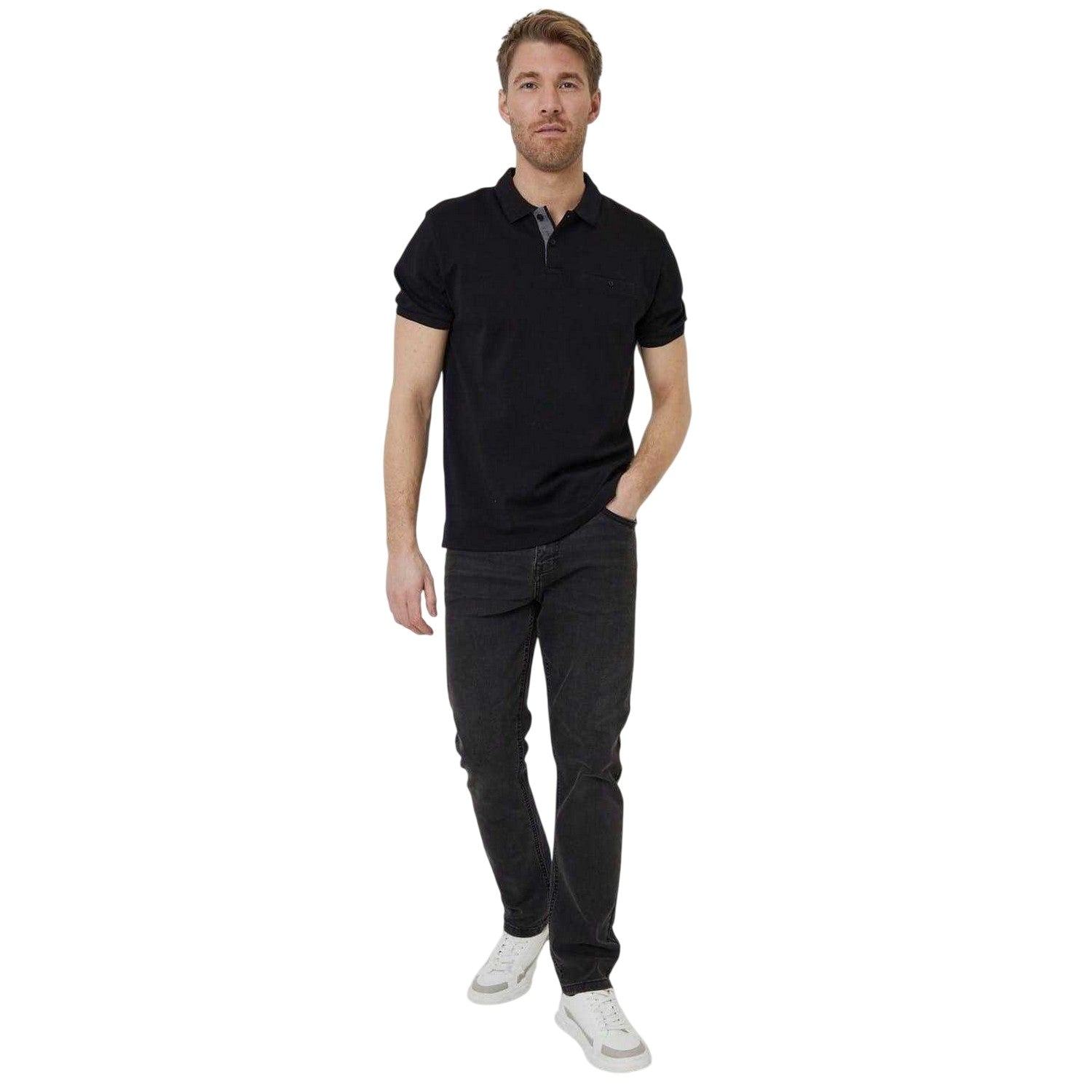 Black - Lifestyle - Threadbare Mens Regular Rolled Short Sleeves Polo Shirt