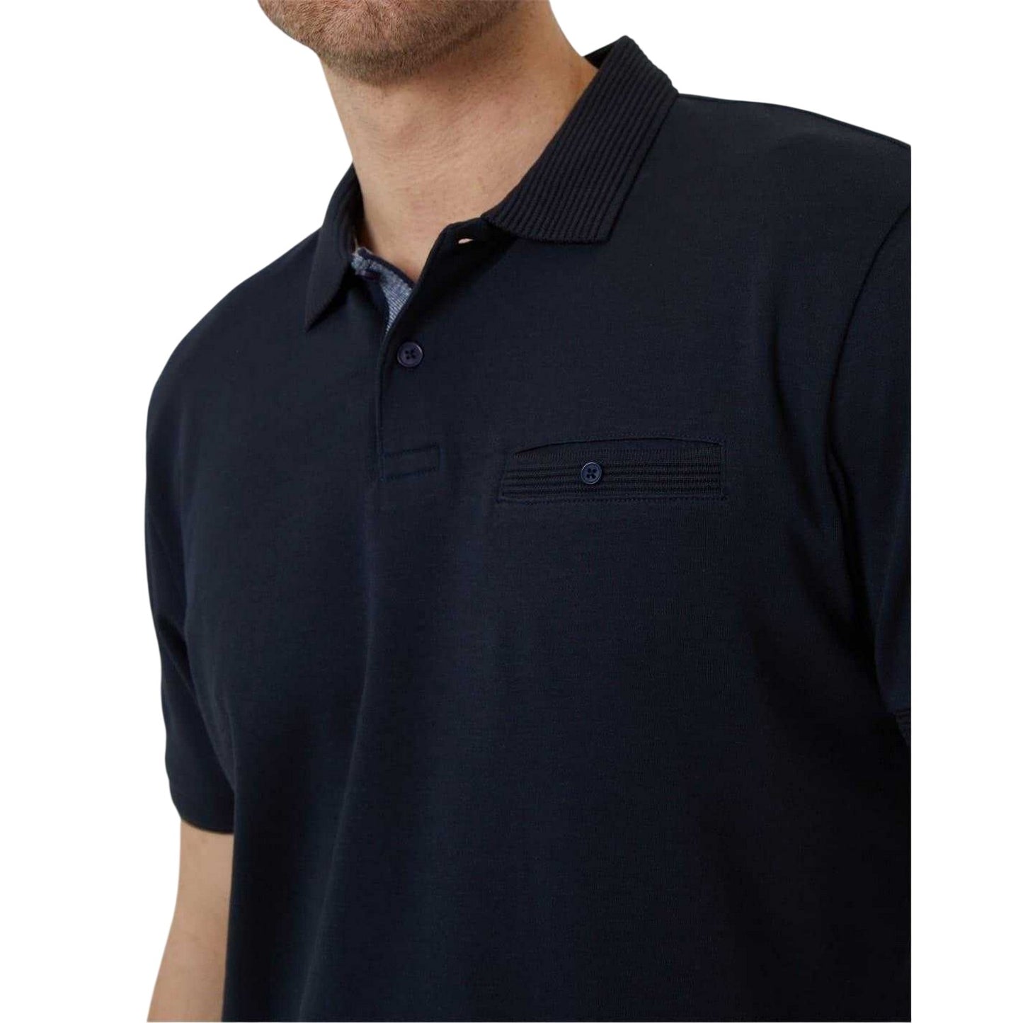 Navy - Side - Threadbare Mens Regular Rolled Short Sleeves Polo Shirt